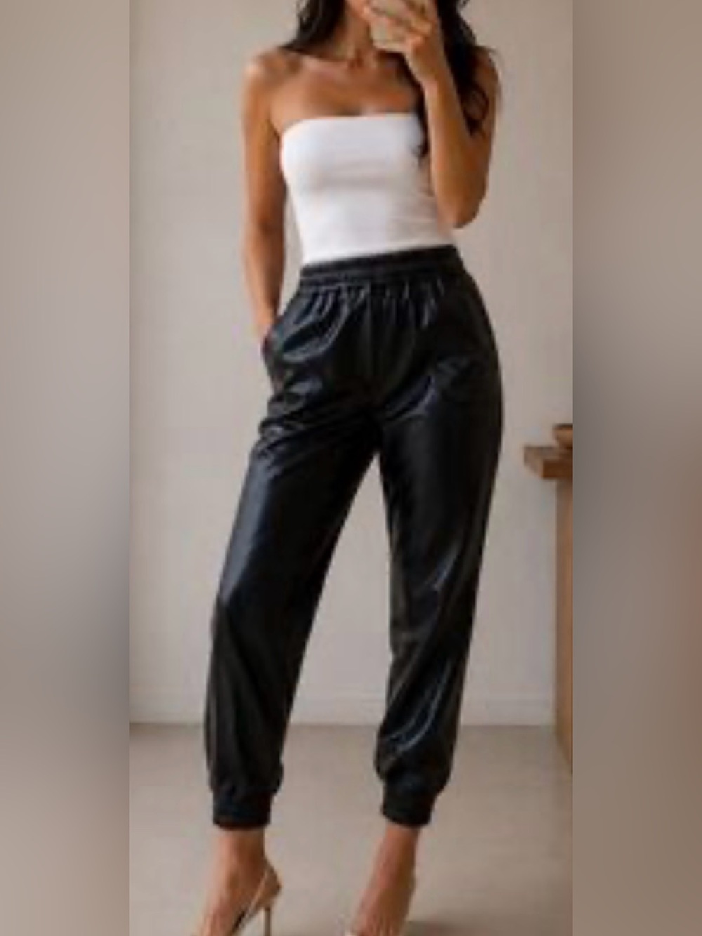 Club Monaco Lambskin Leather Jogger Pants